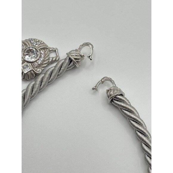 Judith Ripka 925 Sterling Silver Twisted Rope Necklace W/Convertible Cubic Zirco - Picture 10 of 11